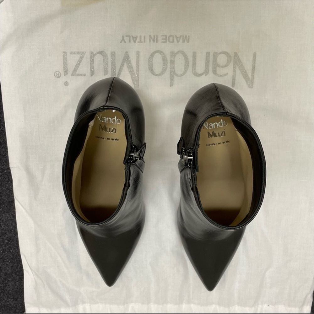 Nando Muzi pointed toe 75mm black leather ankle boots size 37.5. - Picture 4 of 5